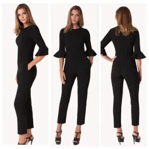 Black‎ Halo Brooklyn Jumpsuit Womens 4 Cropped Designer Cocktail Party Night Out